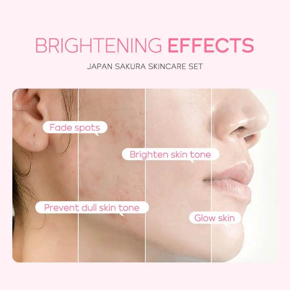 Face Skin Care Set Cleanser Sakura Essence Cream Moisturizing Whitening & Anti-Aging Toner Eye Cream Face Serum Eye Skin Care - BON's