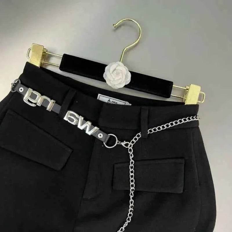 Pantalones Cortos De Mujer Patchwork Shorts for Women New Bottoms Letter Chain High Waist Slim Fit Korean Woolen Pants - BON's