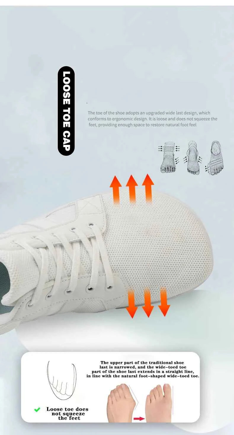 Wide-Toe Barefoot Sneakers – Breathable, Non-Slip Sports Shoes for Walking, Jogging & Everyday Style