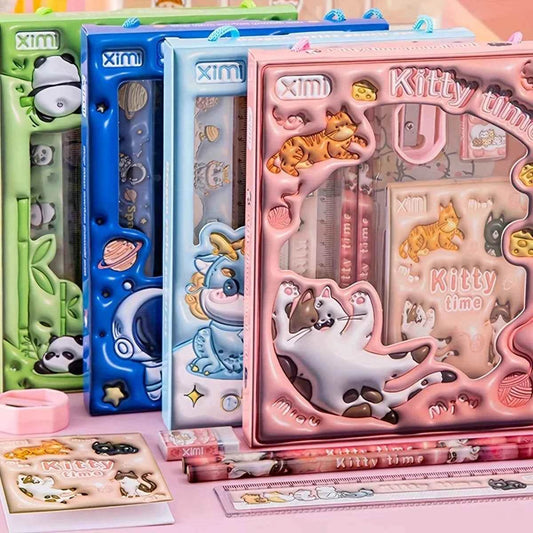 Cartoon Stationery Set: School/Office - Case, Ruler, Erasers - BON's