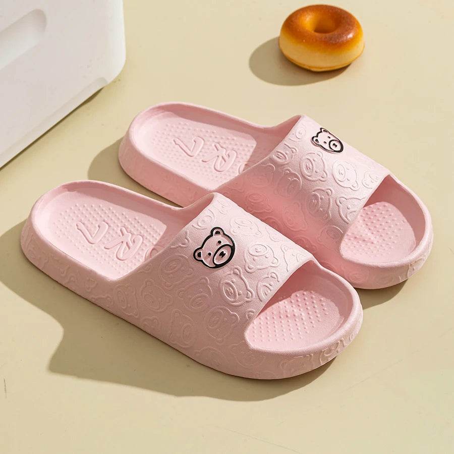 Women's Cute Bear Slippers - Summer Printing Anti-Slip Soft Sole Indoor Bathroom Shoes for Comfort and Leisure - BON's