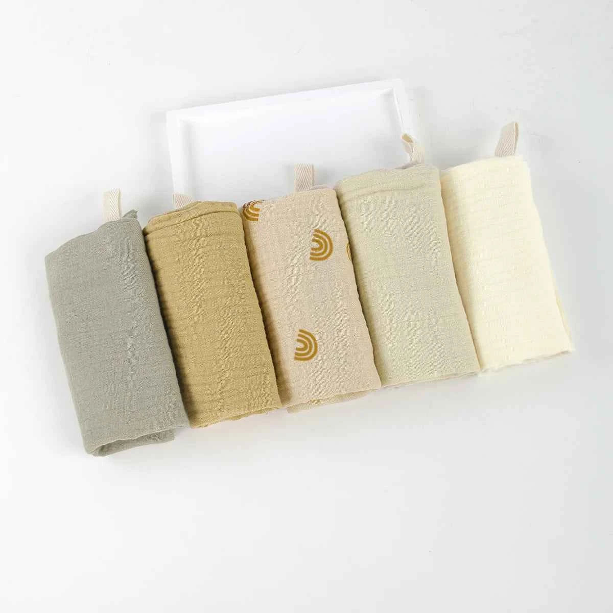 5Pcs Baby Cotton Washcloth Newborn Burp Cloth Square Towels 6-Layer Pure Cotton Soft Absorbent Gauze Cotton Baby Towels