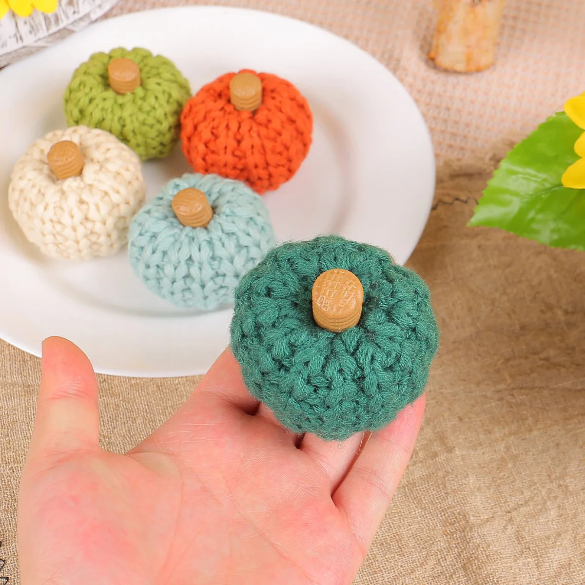 Artificial Pumpkin Artificial Crochet Pumpkin Hand Woven Pumpkin Mimi For Home Decoration Halloween Thanksgiving