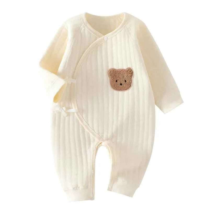 Autumn Newborn Clothes Winter Thick Butterfly Clothes Three-layer Warm Baby Crawling Clothes Spring and Autumn Rompers Bodysuit