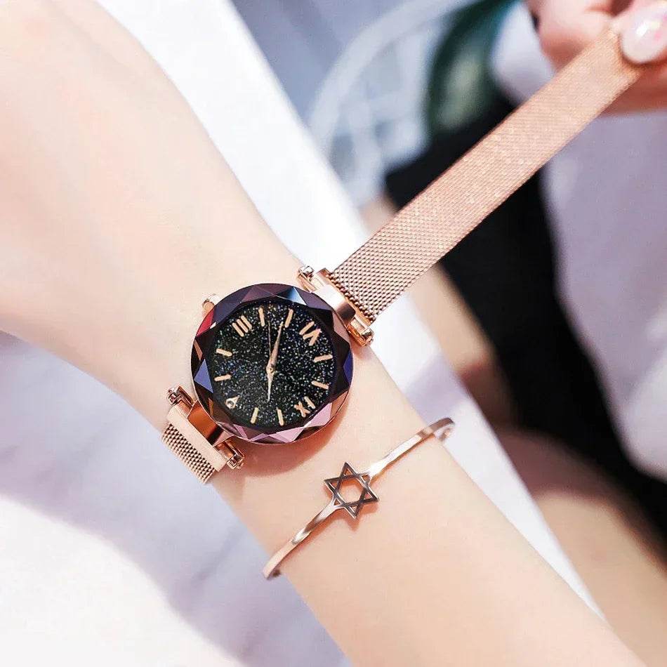 Luxury Women's Starry Sky Watch with Magnetic Mesh Belt Band - Fashion Dress Wristwatch for Women - BON's