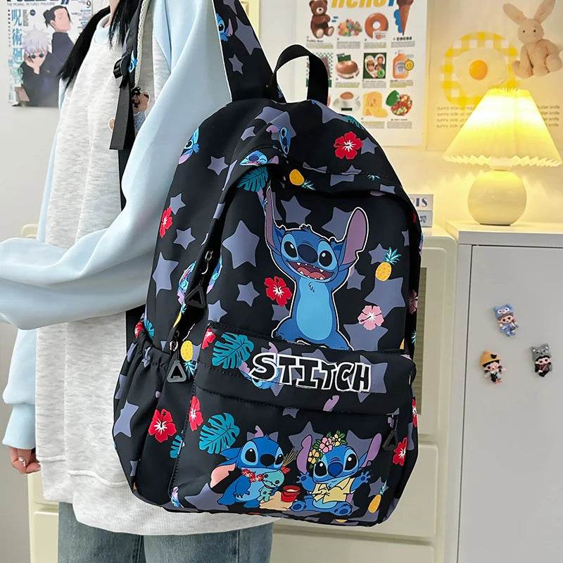 Stitch Cartoon Backpack, Large Capacity Daypack, Lightweight, Durable Nylon Schoolbag for Travel, Daily Commuting and School - BON's