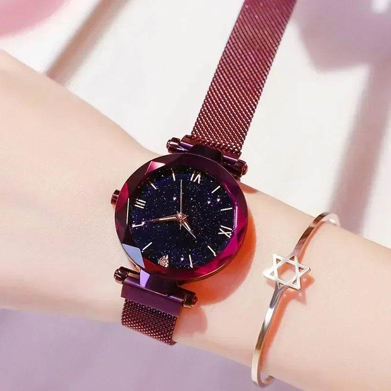 Luxury Women's Starry Sky Watch with Magnetic Mesh Belt Band - Fashion Dress Wristwatch for Women - BON's