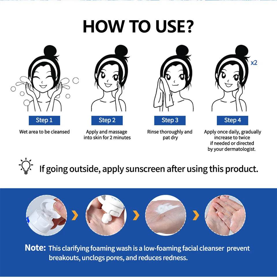 Acne Foaming Wash for Deep Cleaning, Pore Unclogging, and Redness Reduction in Facial & Body Skin Care - BON's