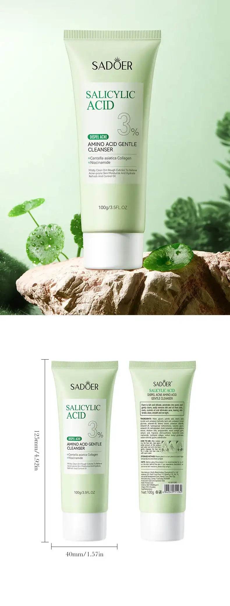 Deep Cleansing Salicylic Acid Face Wash with SPF 50+, Moisturizing Toner, and Whitening Formula - BON's