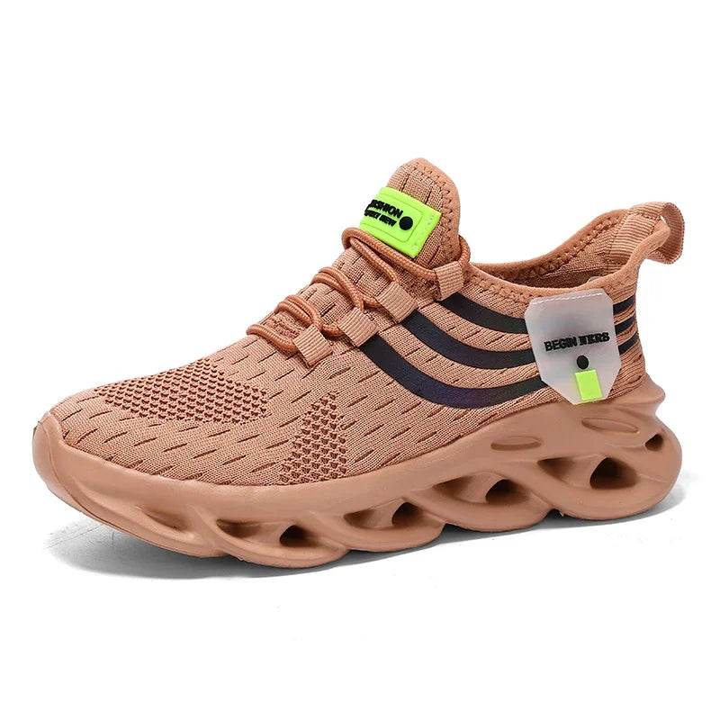 Thick Soled Sports Shoes Knitted Round Toe Shoes 3CM Block Heel Retro Style | Fashion Shoes for Men's Hiking and Walking - BON's