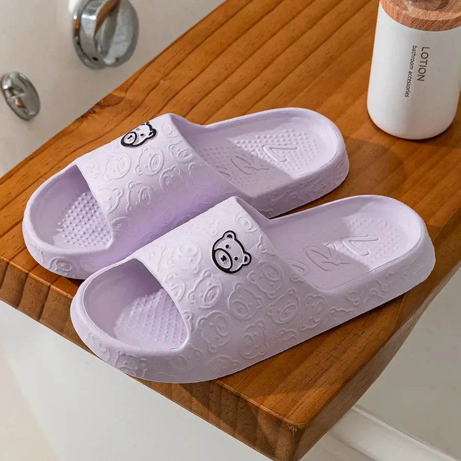 Women's Cute Bear Slippers - Summer Printing Anti-Slip Soft Sole Indoor Bathroom Shoes for Comfort and Leisure - BON's