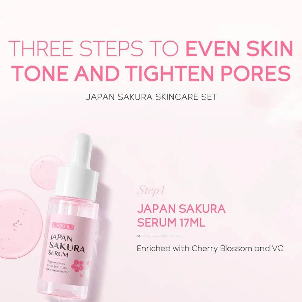 Face Skin Care Set Cleanser Sakura Essence Cream Moisturizing Whitening & Anti-Aging Toner Eye Cream Face Serum Eye Skin Care - BON's