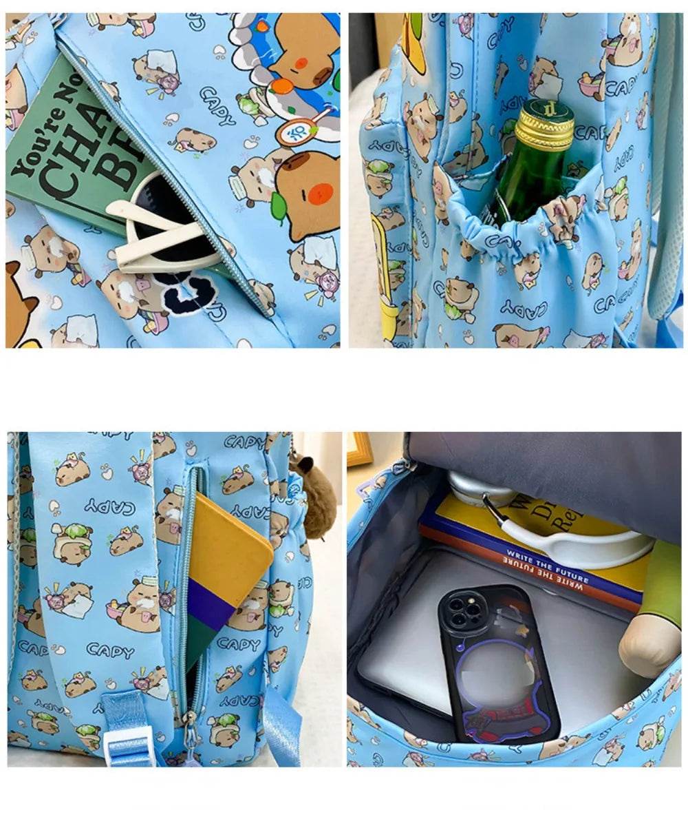 Capybara School Backpack - Cute Large Student Schoolbag - BON's