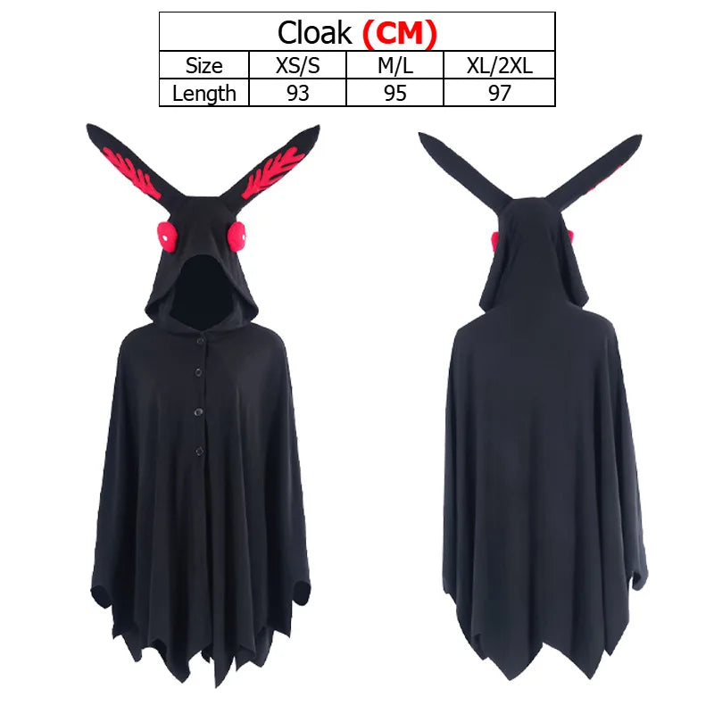 Adult Moth Cosplay Man Cloak Vampire Gloves Cape Hooded Clothing Costume Roleplay Outfits Halloween Carnival Party Disguise Suit