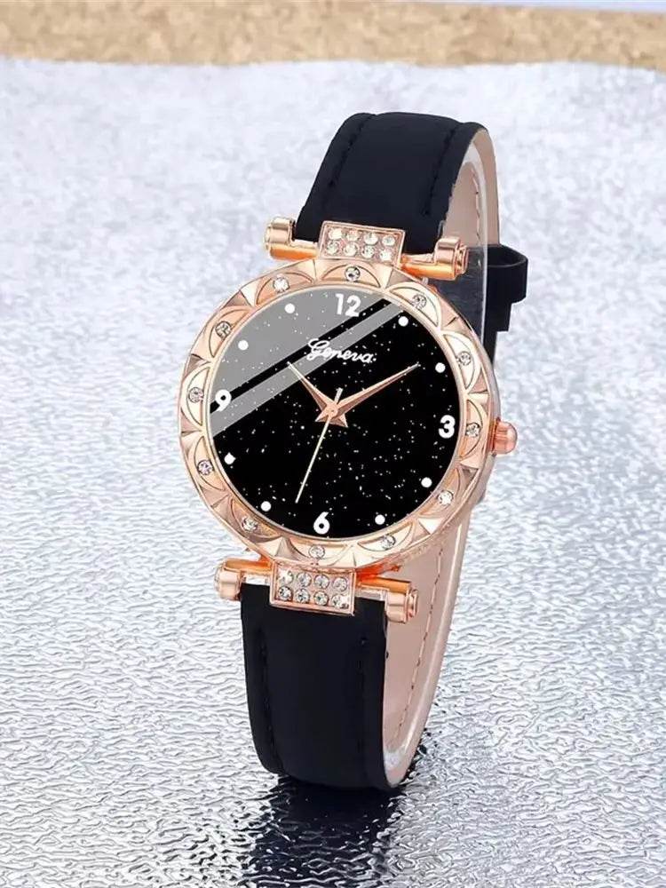 Luxury Women's Watch Set - 5Pcs Rhinestone Bracelet Wristwatch Collection for Girls - BON's