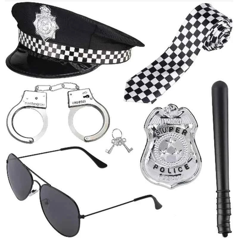 Police Officer Pretend Play Set 10-Piece Costume Accessories With Badge Belt Gun Handcuffs Halloween Role Play Kit For Ages 3–10