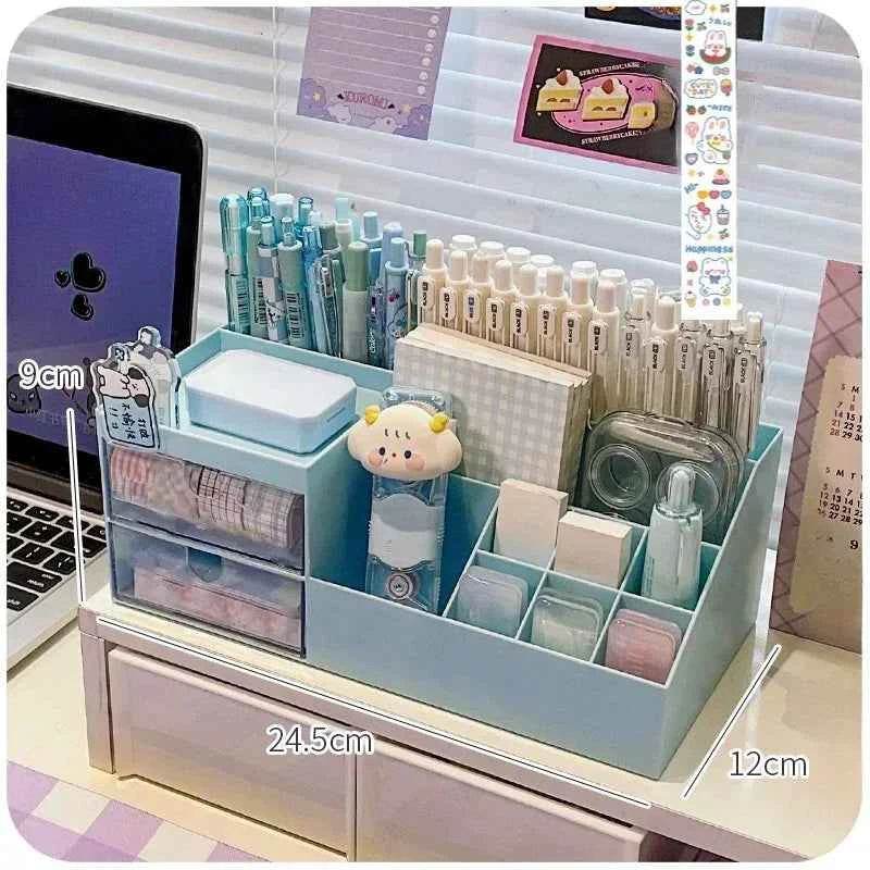 Cute Pen Holder Organizer for Desk - 9 Grid Drawer Stationery Storage for Girls - BON's