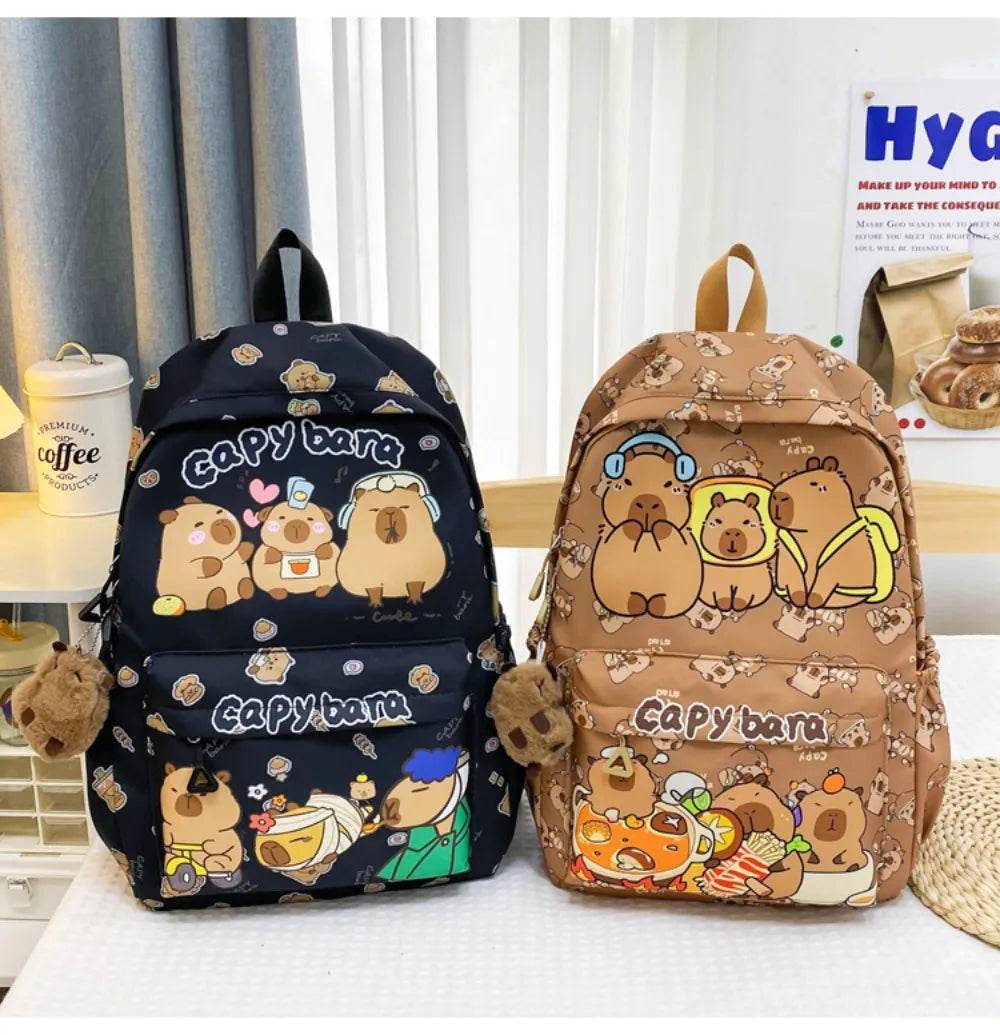 Capybara School Backpack - Cute Large Student Schoolbag - BON's