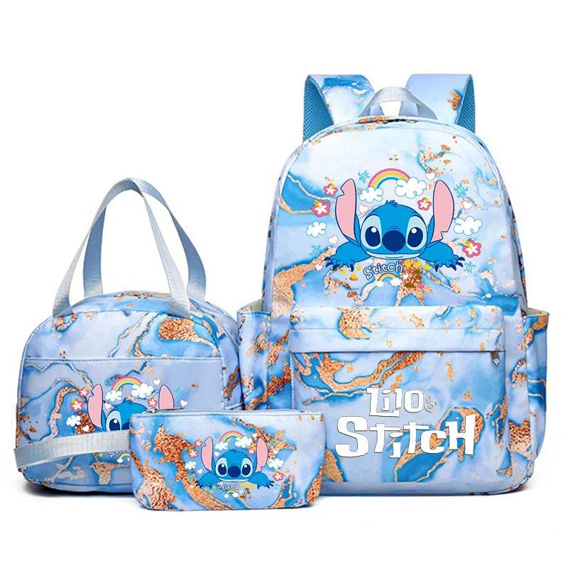 3Pcs Lilo Stitch Schoolbag Set for Kids - Student Backpack, Travel Bag & Pen Case - BON's