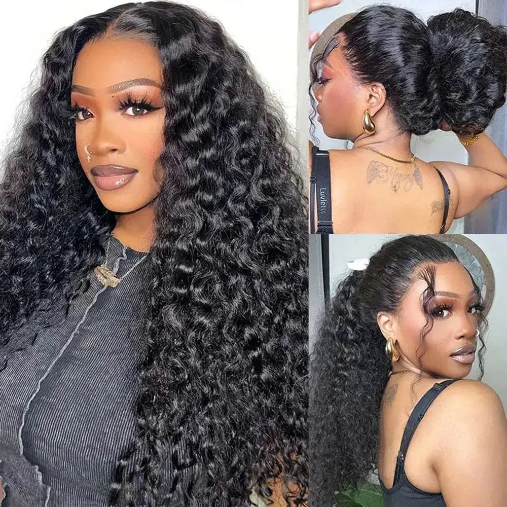 250 Density Deep Curly Wave Wig 30 Inch HD Lace Frontal 360 Full Lace Human Hair Wig - BON's