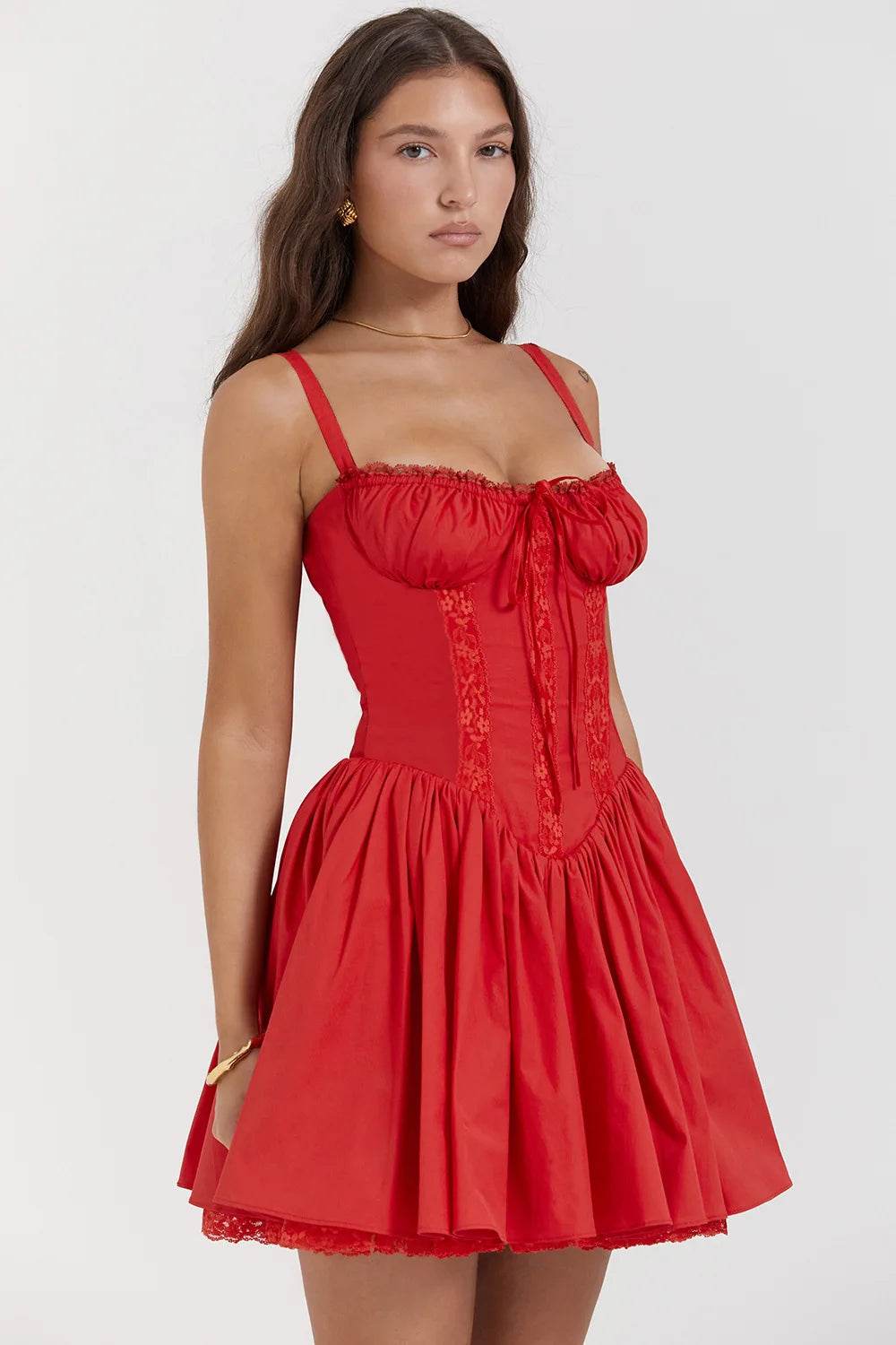 Sexy Lace Floral Corset Dress - Elegant Women's White Yellow Sundress, High Waist Mini Sun Dresses for Summer 2025 - BON's
