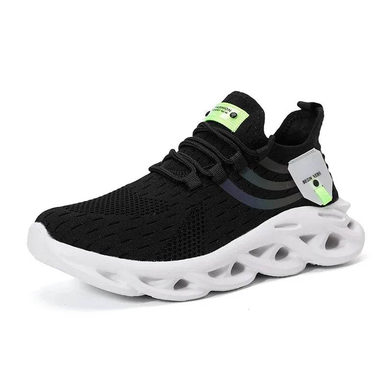 Thick Soled Sports Shoes Knitted Round Toe Shoes 3CM Block Heel Retro Style | Fashion Shoes for Men's Hiking and Walking - BON's