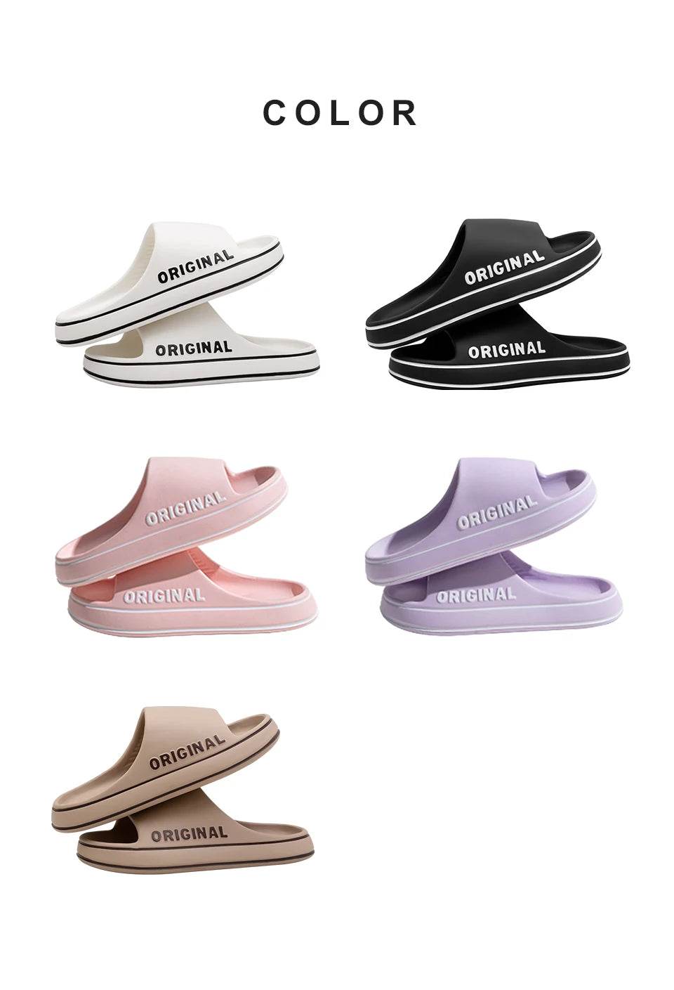 Feslishoet Women Letter Slippers Beach Slides Solid Color Mens Thick Sole Indoor Bathroom Anti Slip Shoes Summer Couple Sandals - BON's