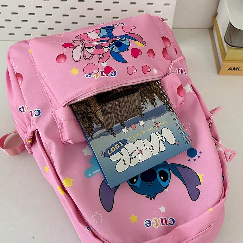 Stitch Cartoon Backpack, Large Capacity Daypack, Lightweight, Durable Nylon Schoolbag for Travel, Daily Commuting and School - BON's