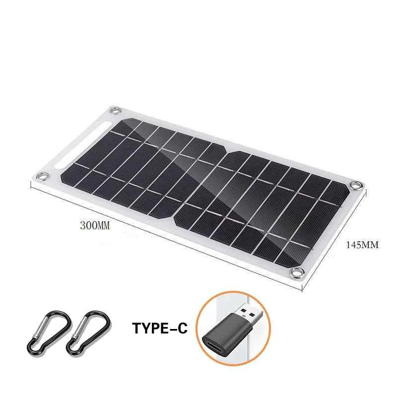 Solar Panel 30W USB Type-C Waterproof Outdoor Hiking Camping Portable Battery Mobile Phone Charging Bank Charging Panel 6.8V