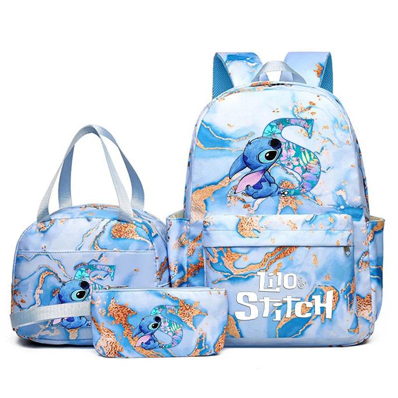 3Pcs Lilo Stitch Schoolbag Set for Kids - Student Backpack, Travel Bag & Pen Case - BON's