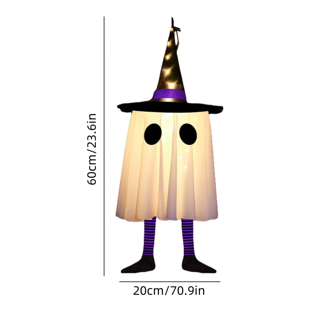 Glowing Hanging Ghost & Witch Hat Lights – Outdoor Halloween Decorations for Trees, Garden & Yard