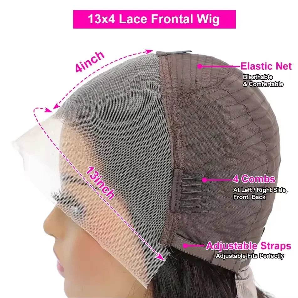 16 Inch Short Straight Bob Wig Human 13x4 Lace Transparent 200% Frontal Hair Bob Wig PrePlucked Lace Front Human Hair Wigs - BON's