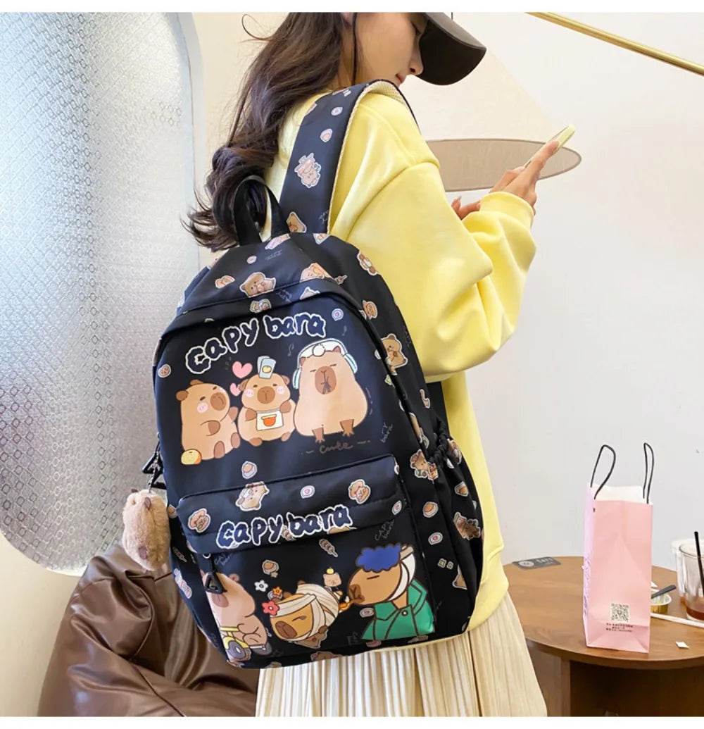 Capybara School Backpack - Cute Large Student Schoolbag - BON's