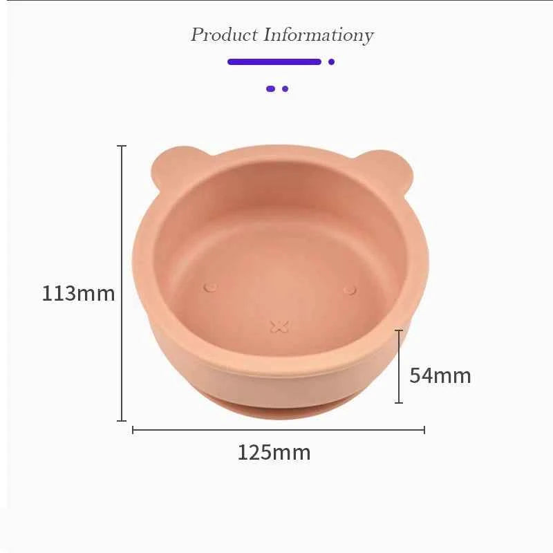 BPA Free Baby Silicone Feeding Bowl Cartoon Dishes For Kids Suction cup Anti-Drop Non-Slip Dinnerware Autonomous eating training