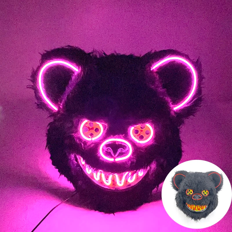 LED Glowing Bloody Rabbit Mask β Neon Horror Cosplay for Halloween, Carnival & Masquerade