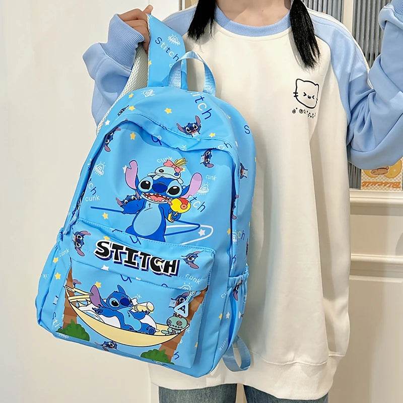Stitch Cartoon Backpack, Large Capacity Daypack, Lightweight, Durable Nylon Schoolbag for Travel, Daily Commuting and School - BON's