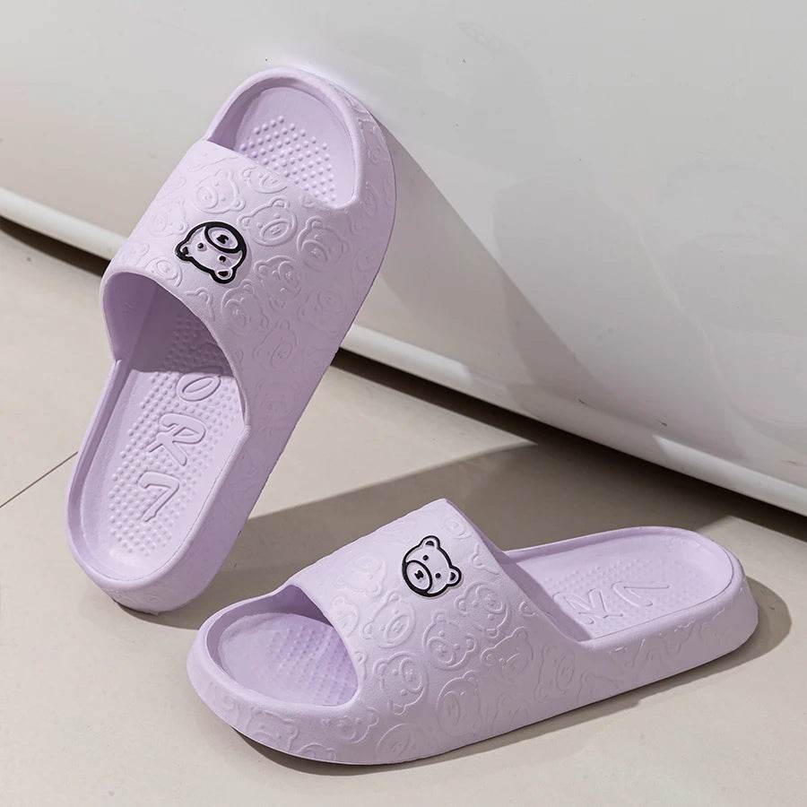Women's Cute Bear Slippers - Summer Printing Anti-Slip Soft Sole Indoor Bathroom Shoes for Comfort and Leisure - BON's
