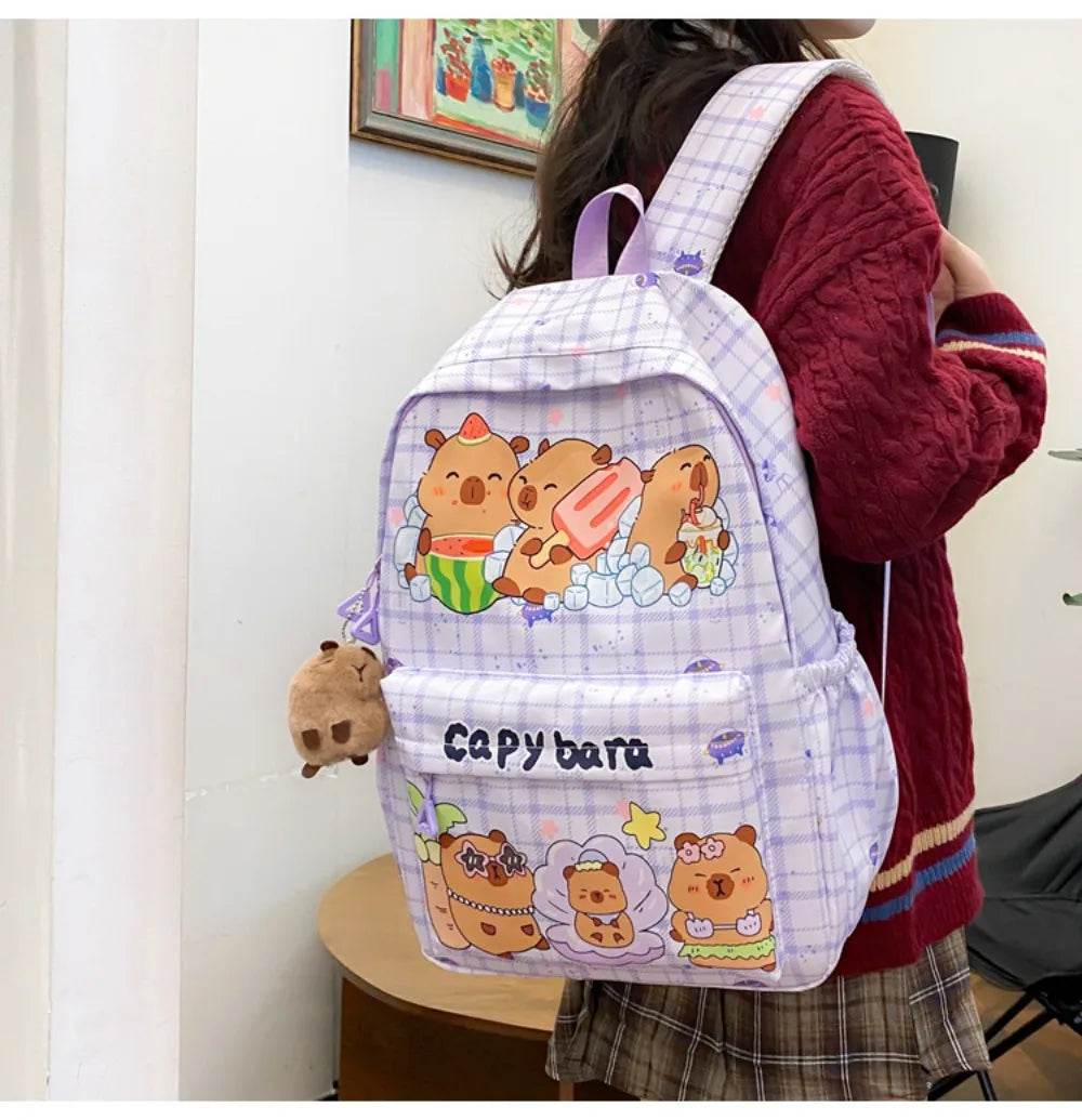Capybara School Backpack - Cute Large Student Schoolbag - BON's