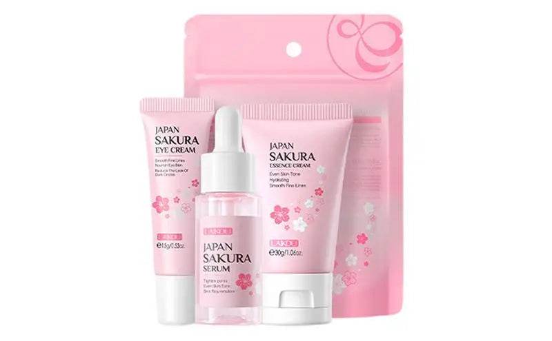 Face Skin Care Set Cleanser Sakura Essence Cream Moisturizing Whitening & Anti-Aging Toner Eye Cream Face Serum Eye Skin Care - BON's