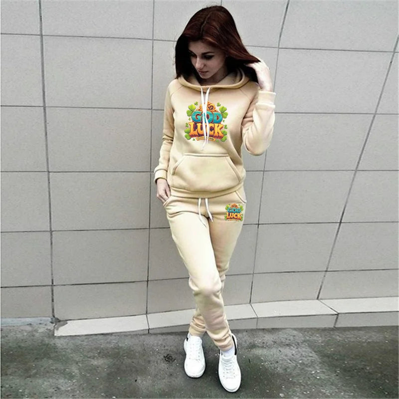 Women’s 2-Piece Tracksuit – Hoodie & Joggers Set | Autumn Winter Casual Loungewear & Outdoor Sportswear