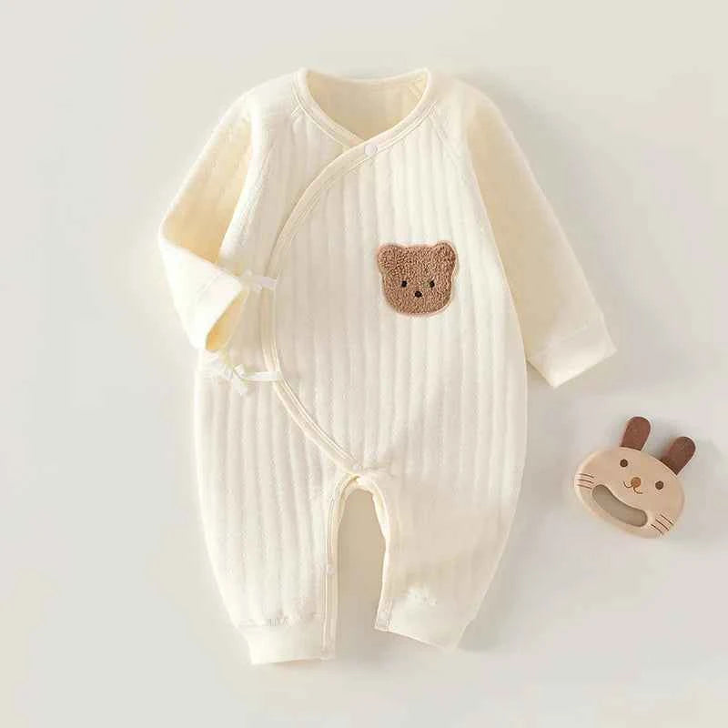Autumn Newborn Clothes Winter Thick Butterfly Clothes Three-layer Warm Baby Crawling Clothes Spring and Autumn Rompers Bodysuit
