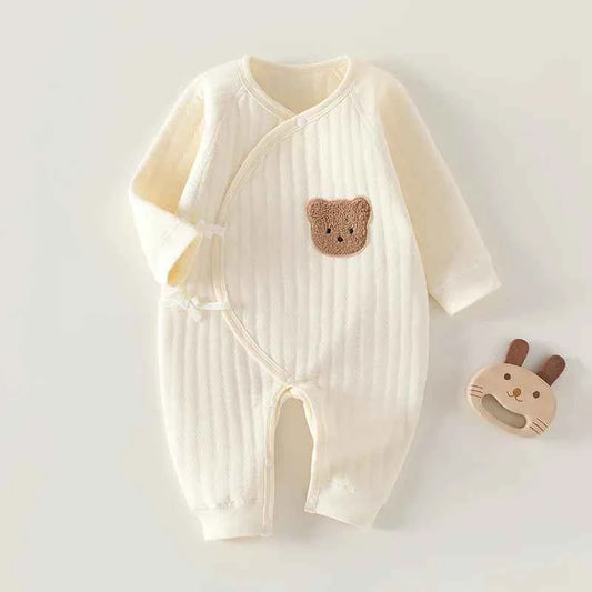 Autumn Newborn Clothes Winter Thick Butterfly Clothes Three-layer Warm Baby Crawling Clothes Spring and Autumn Rompers Bodysuit