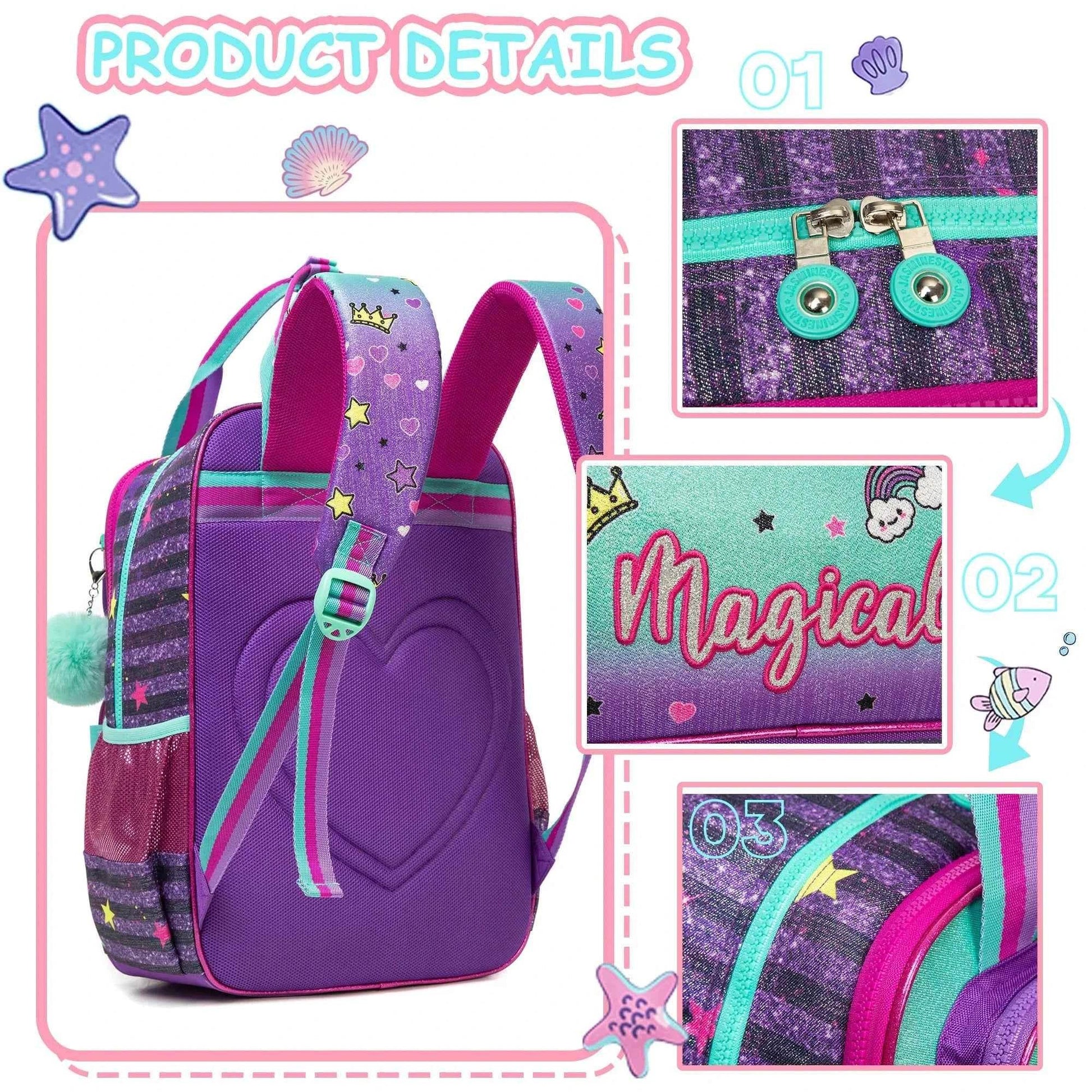 Girls' Backpack Set with Lunch Bag for School - BON's