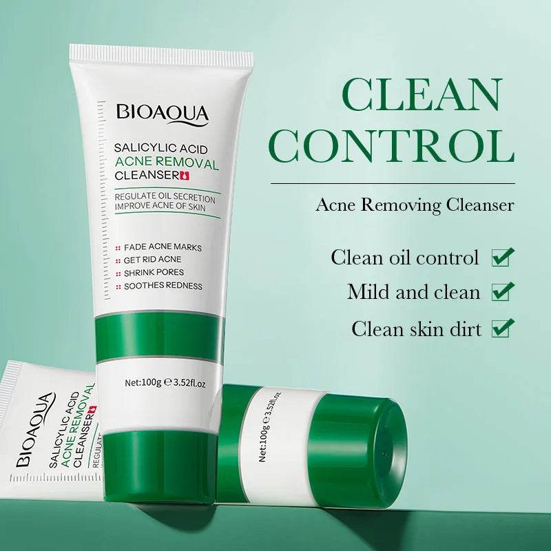 BIOAQUA Salicylic Acid Facial Cleanser Acne Treatment Moisturizing Oil Control skincare Face Wash Foam Face Cleanser Skin Care - BON's