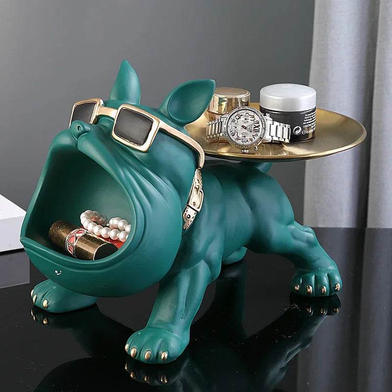 30cm Bulldog Figurine Storage Box - Resin Art Sculpture and Decorative Storage Solution - BON's