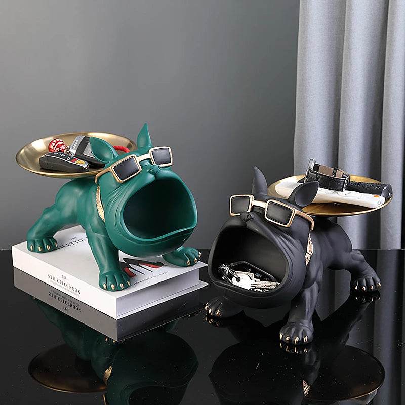 30cm Bulldog Figurine Storage Box - Resin Art Sculpture and Decorative Storage Solution - BON's
