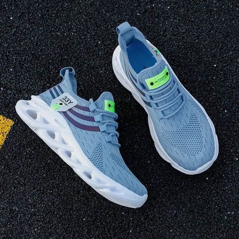 Thick Soled Sports Shoes Knitted Round Toe Shoes 3CM Block Heel Retro Style | Fashion Shoes for Men's Hiking and Walking - BON's