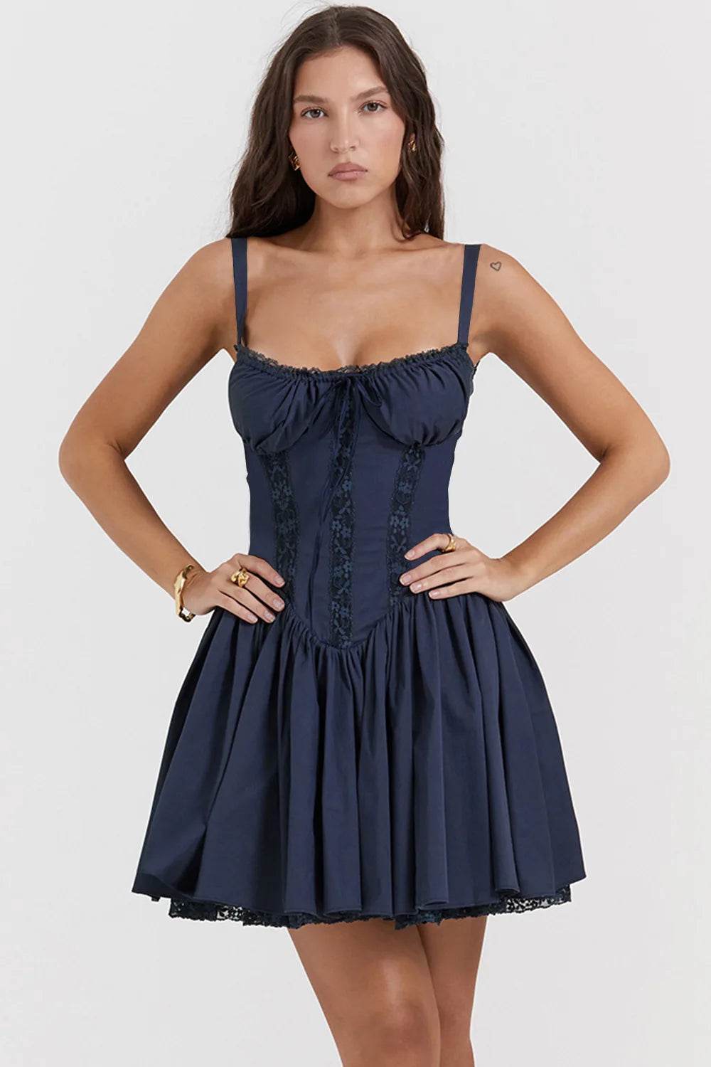 Sexy Lace Floral Corset Dress - Elegant Women's White Yellow Sundress, High Waist Mini Sun Dresses for Summer 2025 - BON's
