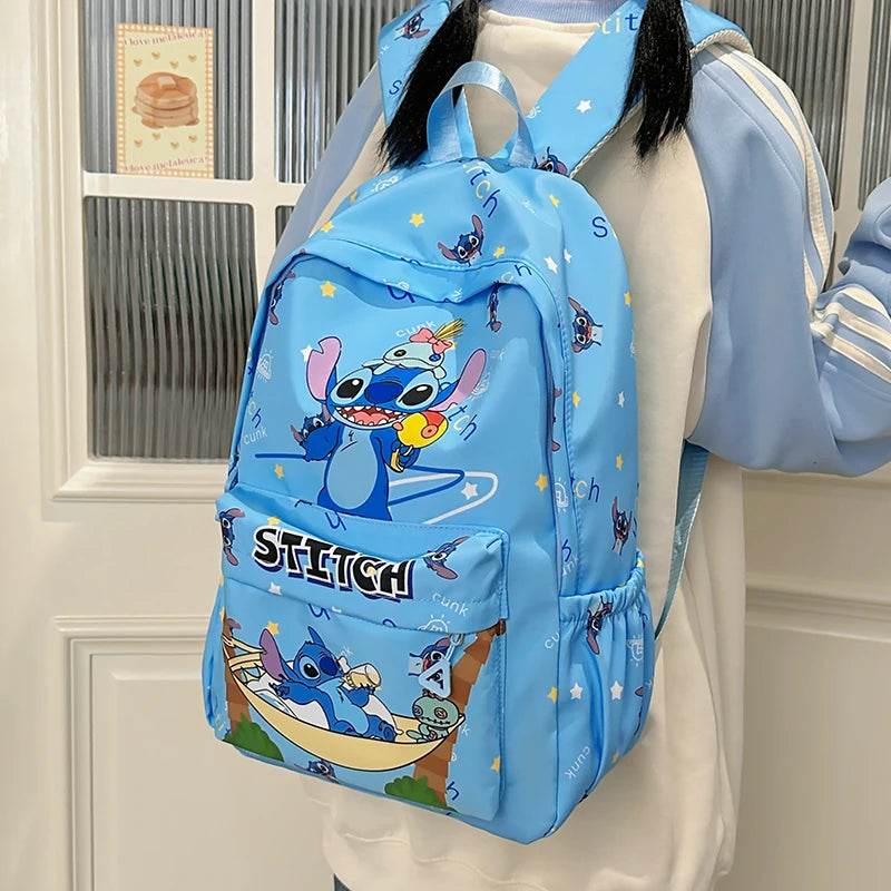Stitch Cartoon Backpack, Large Capacity Daypack, Lightweight, Durable Nylon Schoolbag for Travel, Daily Commuting and School - BON's
