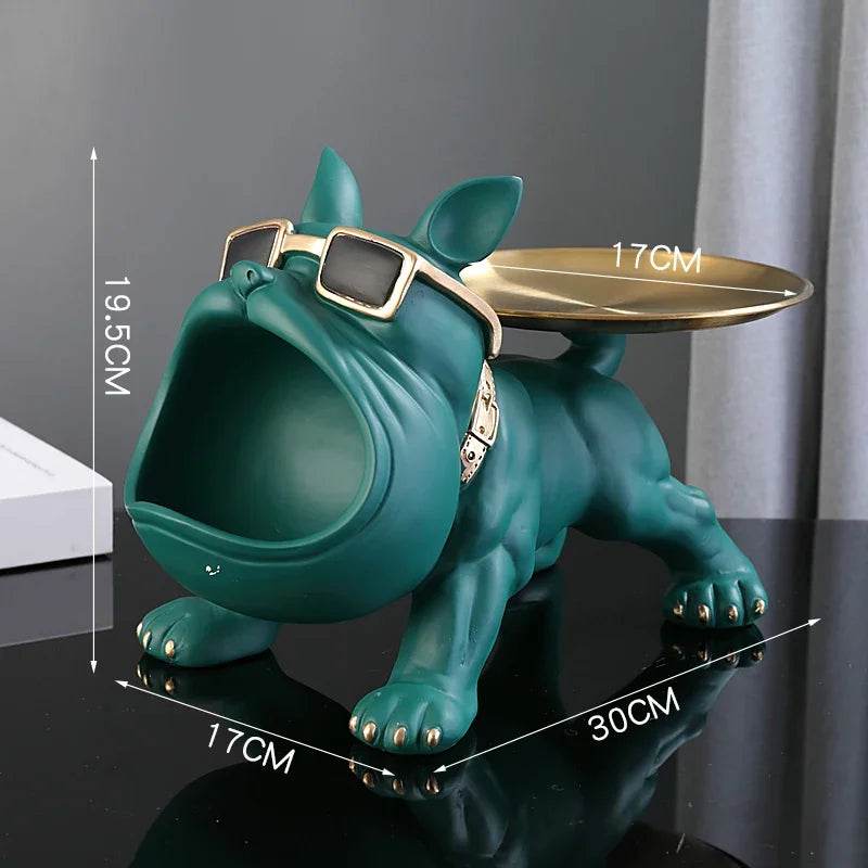 30cm Bulldog Figurine Storage Box - Resin Art Sculpture and Decorative Storage Solution - BON's